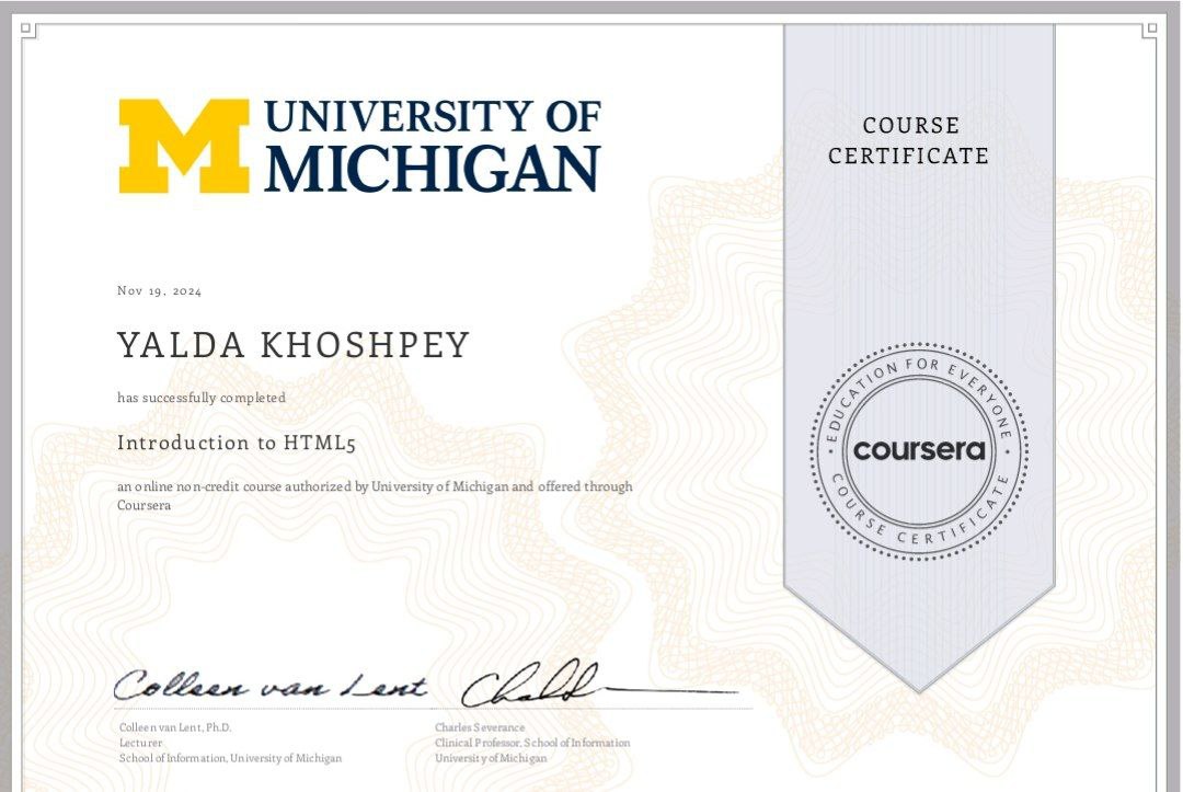 Introduction to HTML5 Certificate